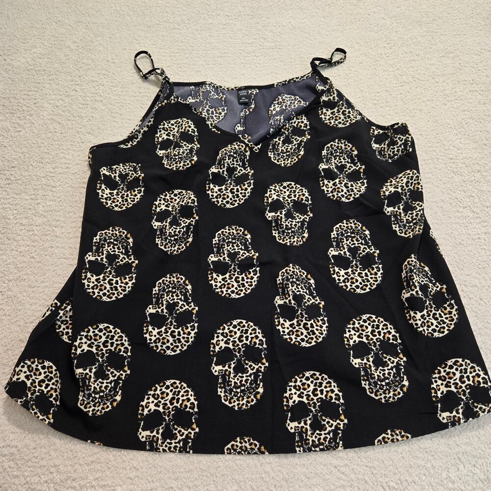 Emery Rose Cami Tank Top with Leopard Print Skulls Women's Size 3XL